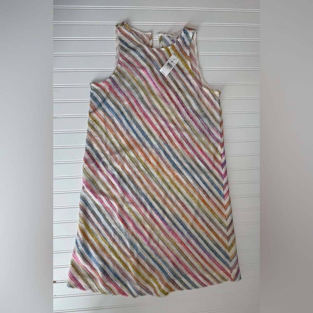 Lou & Grey Rainbow Stripe Swing Dress Cotton Blend Sleeveless Small NEW 1358 - Picture 3 of 4